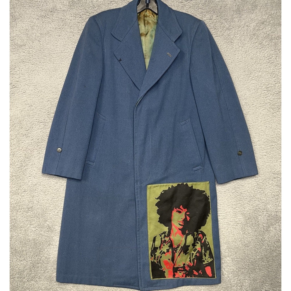 AIM Trench Coat Men's Sz M Blue Byas & Leon Tribes Of Joseph Outercoat *Rare*‎
